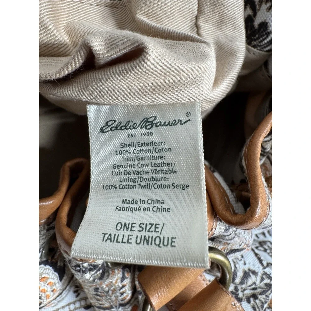 Eddie Bauer‎ Drawstring Bag Canvas Leather Vintage